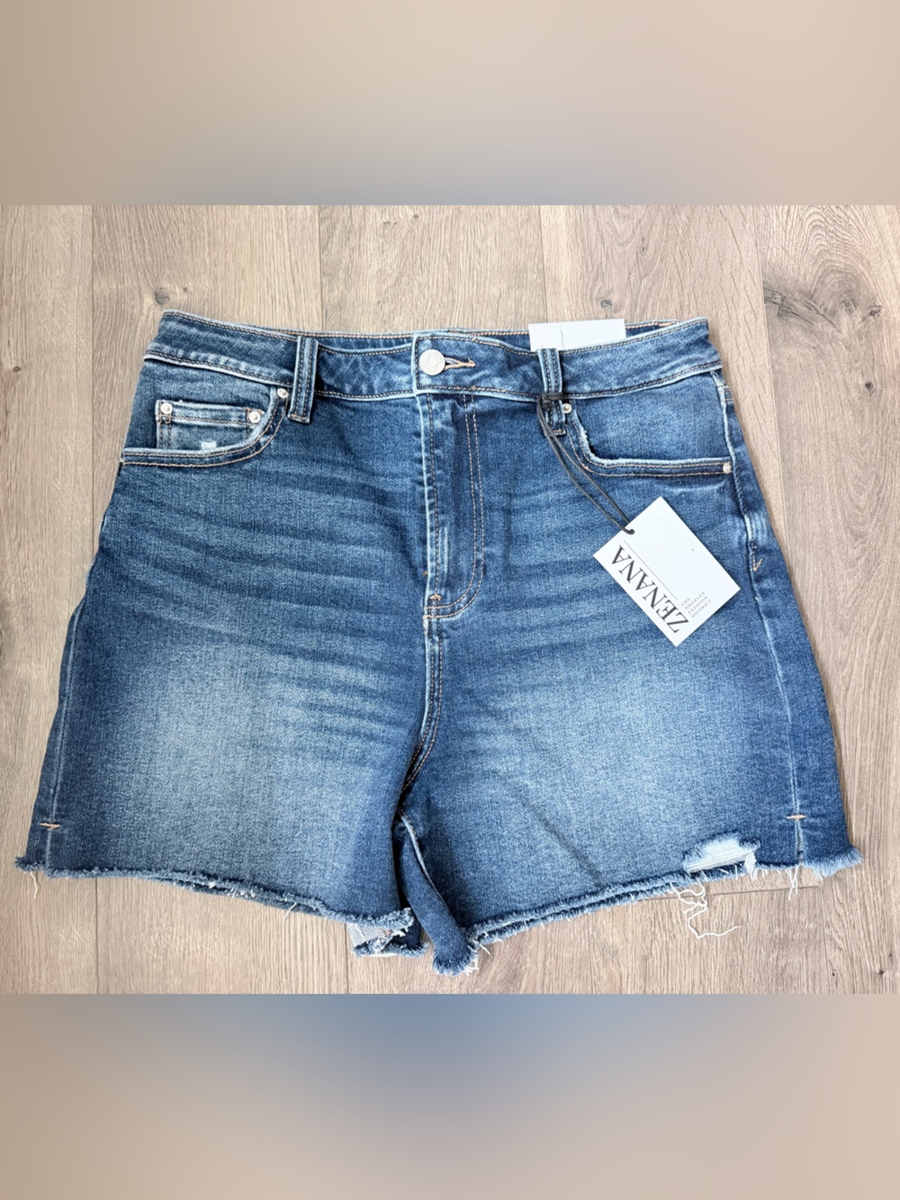 Zenana Outfitters Denim Shorts- Light Blue Fade